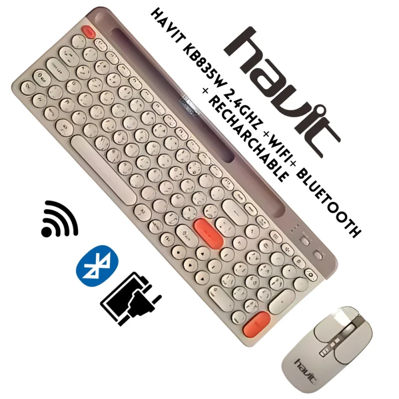 COMBO CLAVIER MOUSE OFFICE HAVIT KB835WB RECHARGEABLE
